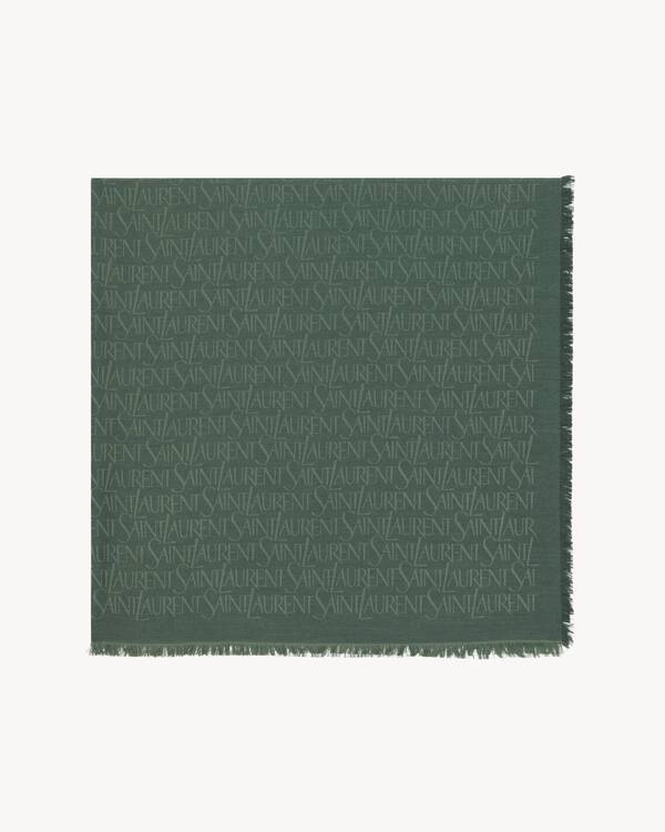 Saint Laurent large square scarf in silk and wool jacquard in