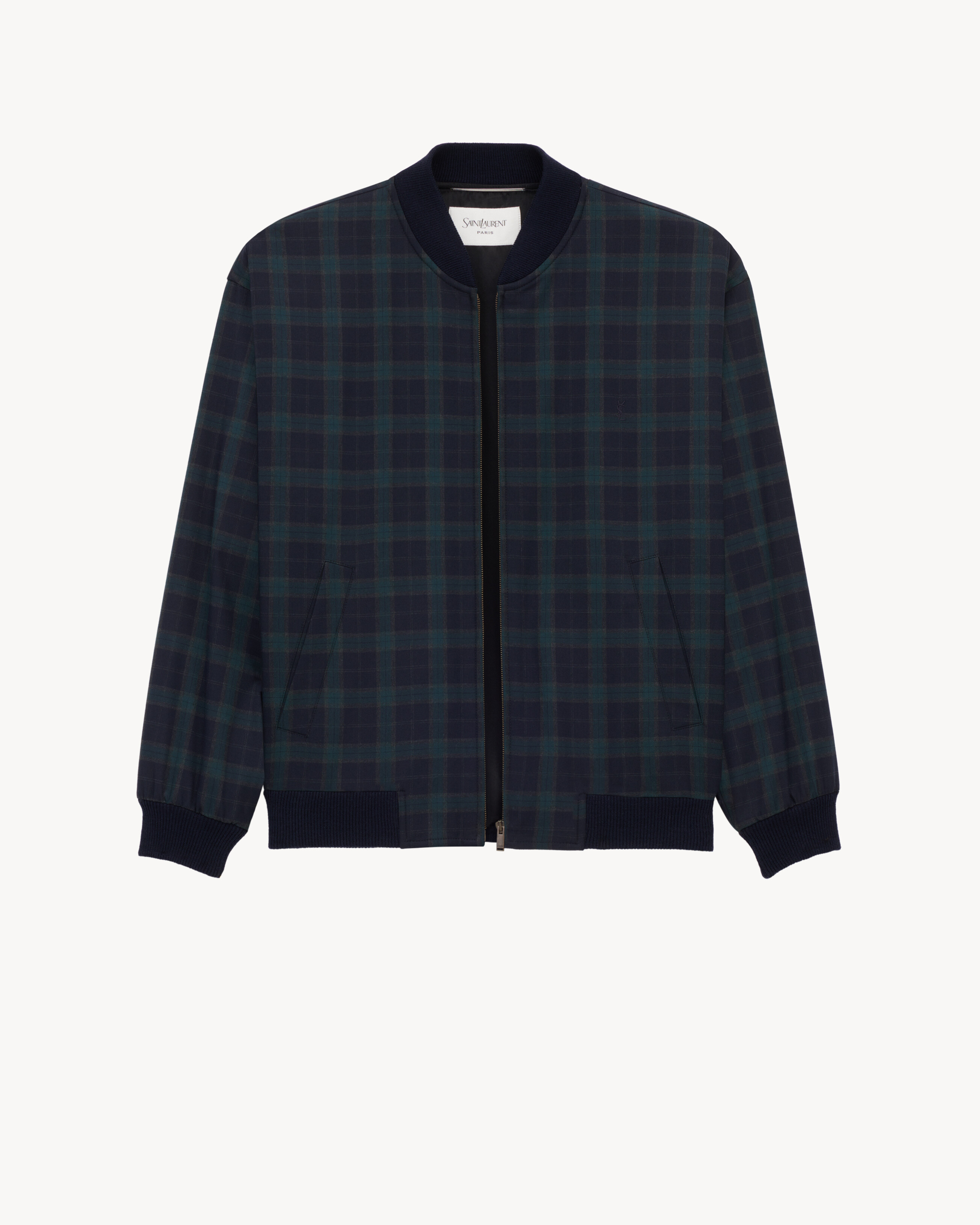 CASSANDRE bomber jacket in check in Blue Saint Laurent YSL EN-HK