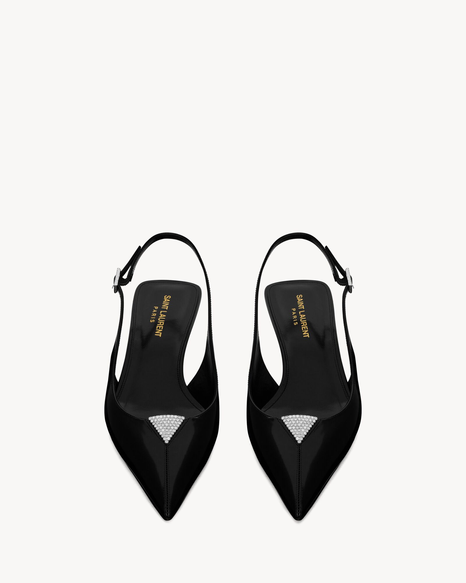 CHERISH Slingback Pumps In Glazed Leather And Rhinestones Saint cherish-slingback-pumps-in-glazed-leather-and-rhinestones-saint