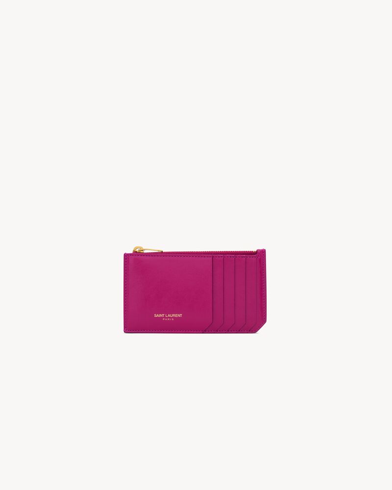 SAINT LAURENT PARIS FRAGMENTS card case in shiny leather