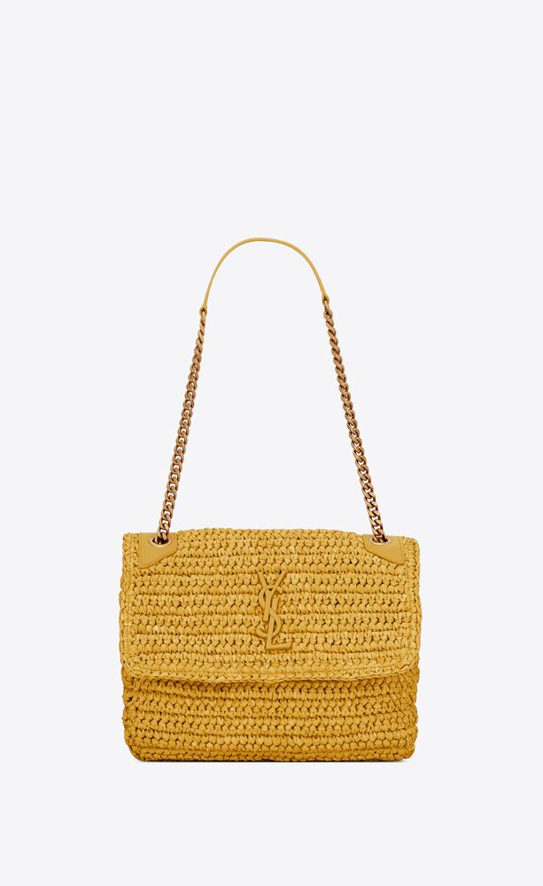 NIKI medium CHAIN BAG in raffia and leather | Saint Laurent | YSL.com