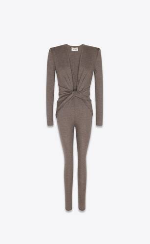 v-neck catsuit in wool jersey