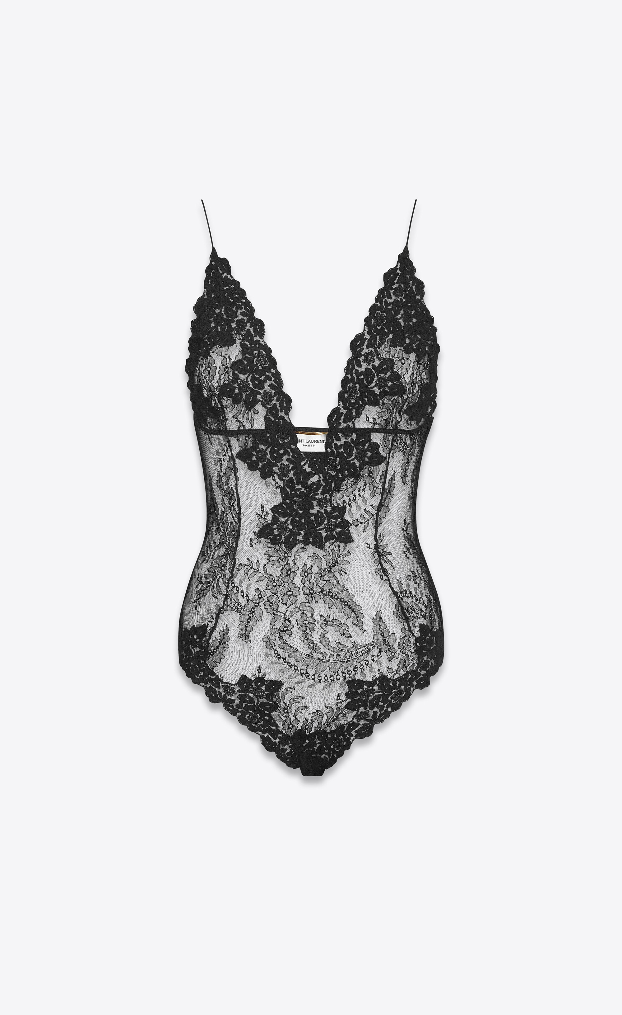 Plunging V Neck Bodysuit In Fern Medallion Lace Saint Laurent Taiwan Ysl Com Plunging V Neck Bodysuit In Fern Medallion Lace Saint Laurent Taiwan Ysl Com