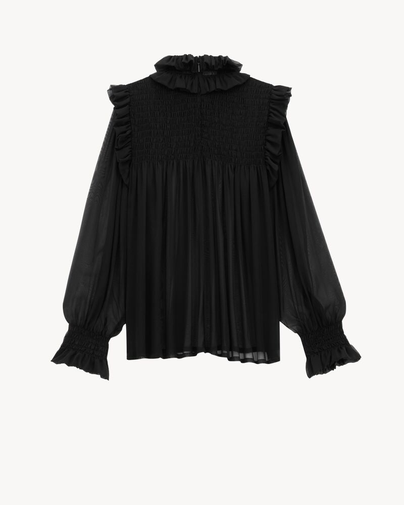 ruffled blouse in silk crepe muslin