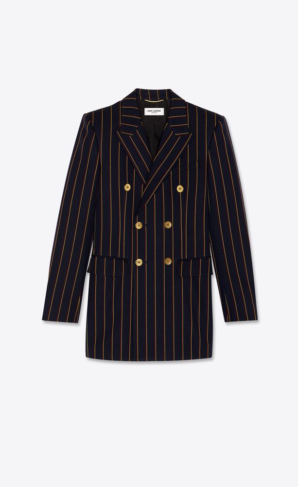 double-breasted jacket in striped wool serge