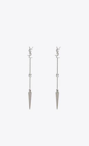 opyum ysl rhinestone spike earrings in metal