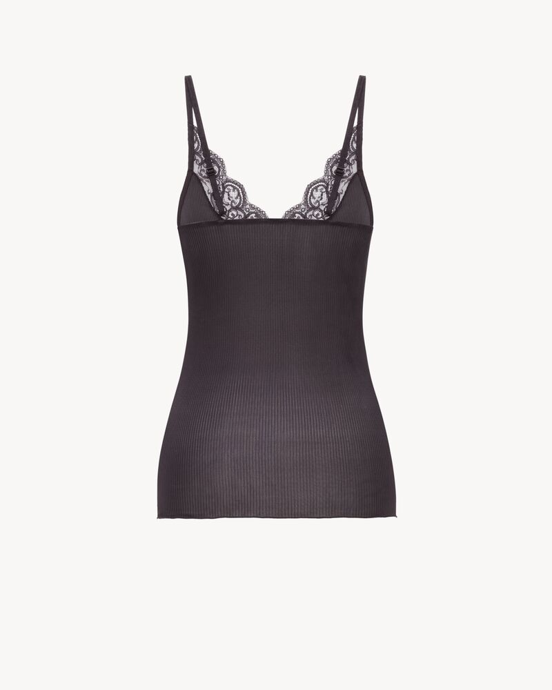 laced tank top in ribbed silk jersey