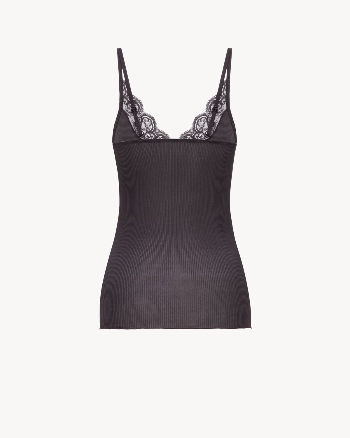 laced tank top in ribbed silk jersey