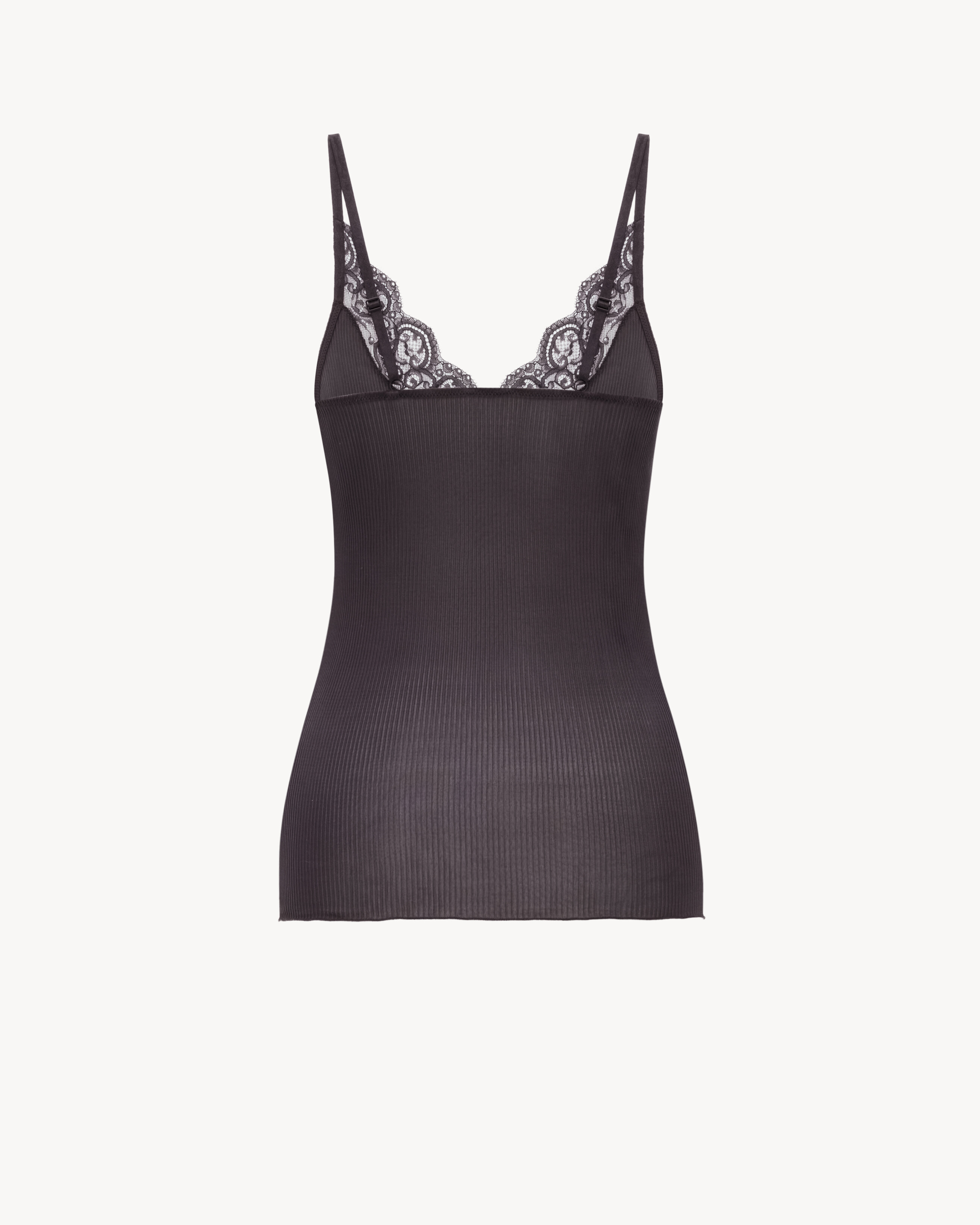 laced tank top in ribbed silk jersey