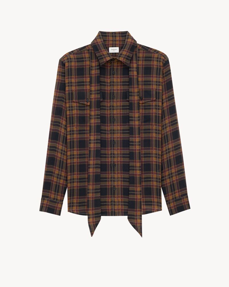 CASSANDRE lavallière shirt in wool tartan
