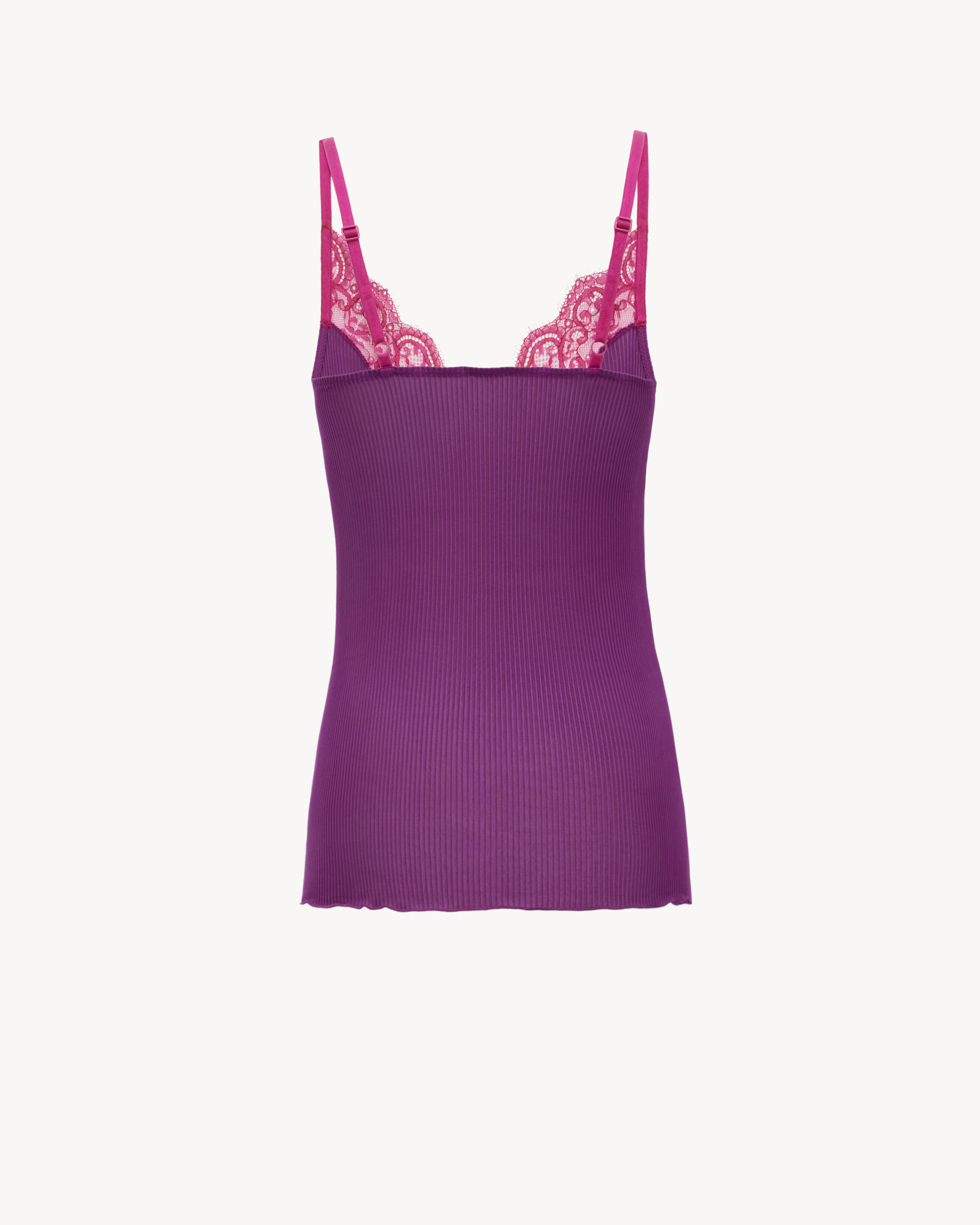 Lace Tank Top in Ribbed Silk Jersey