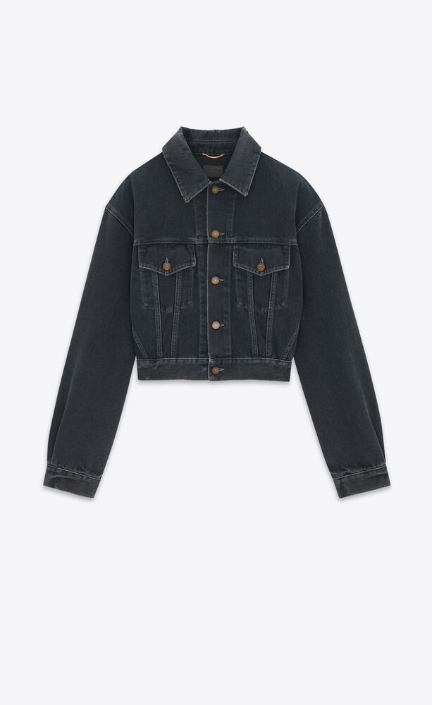 giacca anni ‘80 in denim blu nero scuro