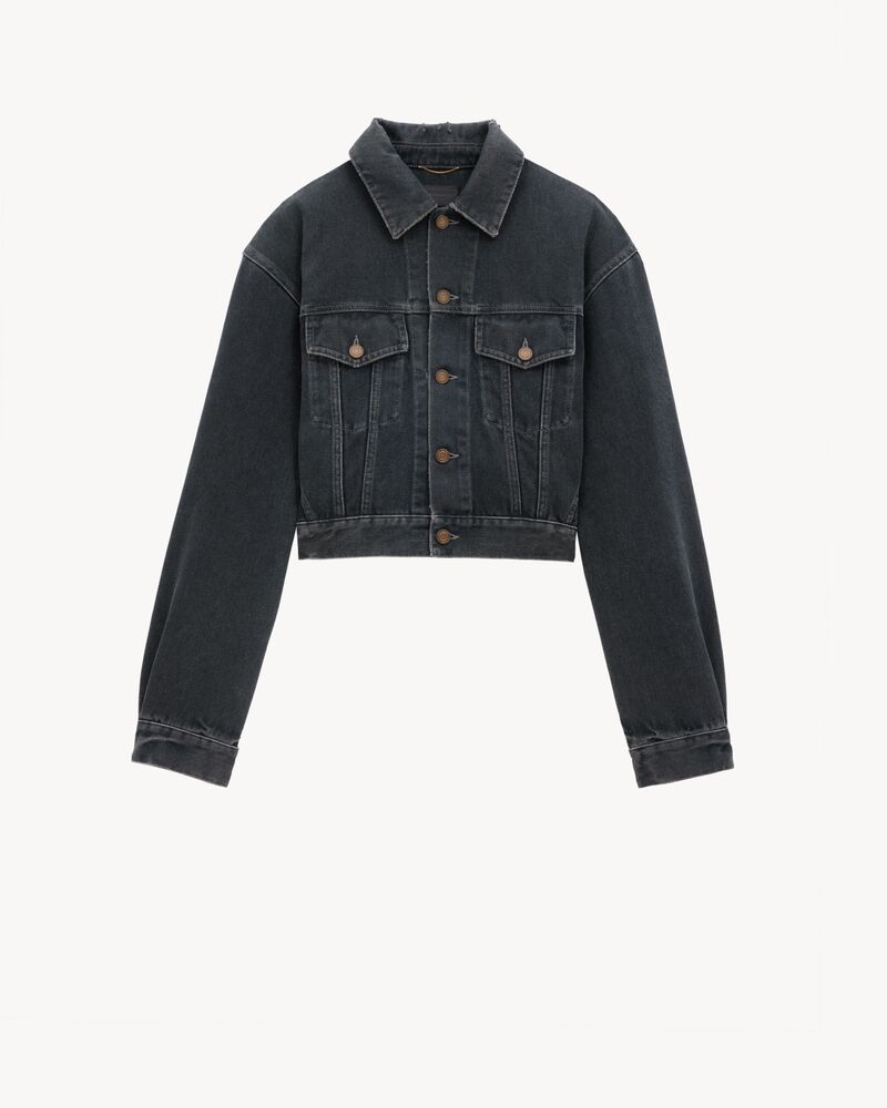 80's Jacket in Dark Blue Black Denim