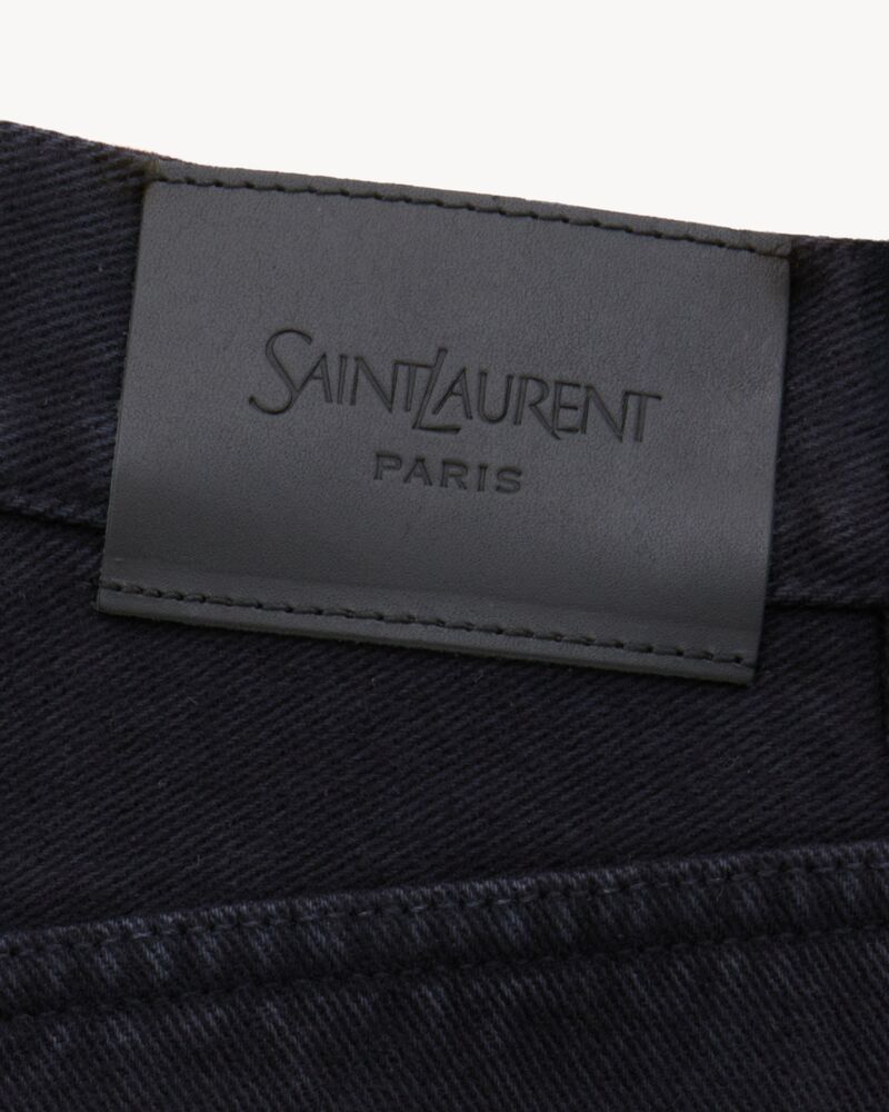 V-WAIST LONG BAGGY JEANS in midnight black denim