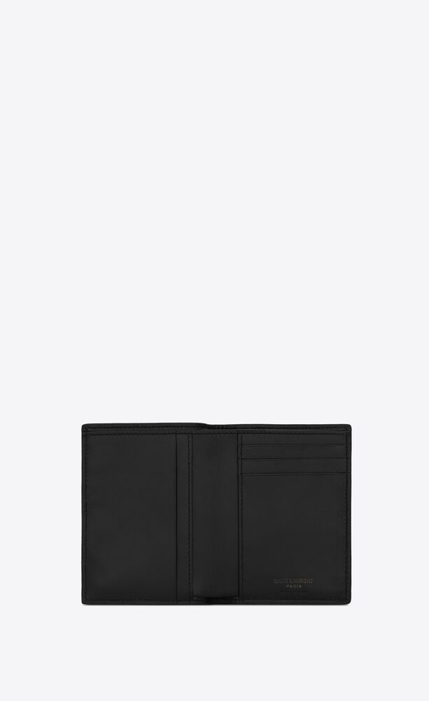 SAINT LAURENT: card holder in crocodile print leather - Black