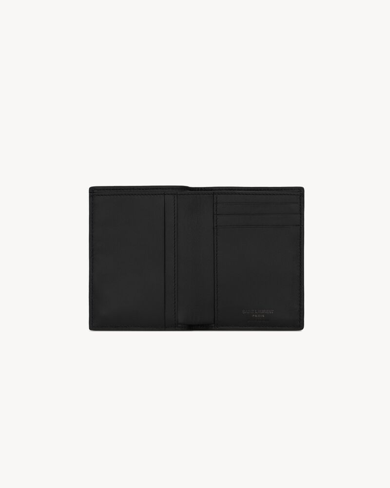 TINY CASSANDRE credit card wallet in crocodile-embossed matte leather, Saint Laurent