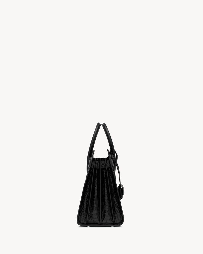 sac de jour aus leder in krokodillederprägung - SMALL