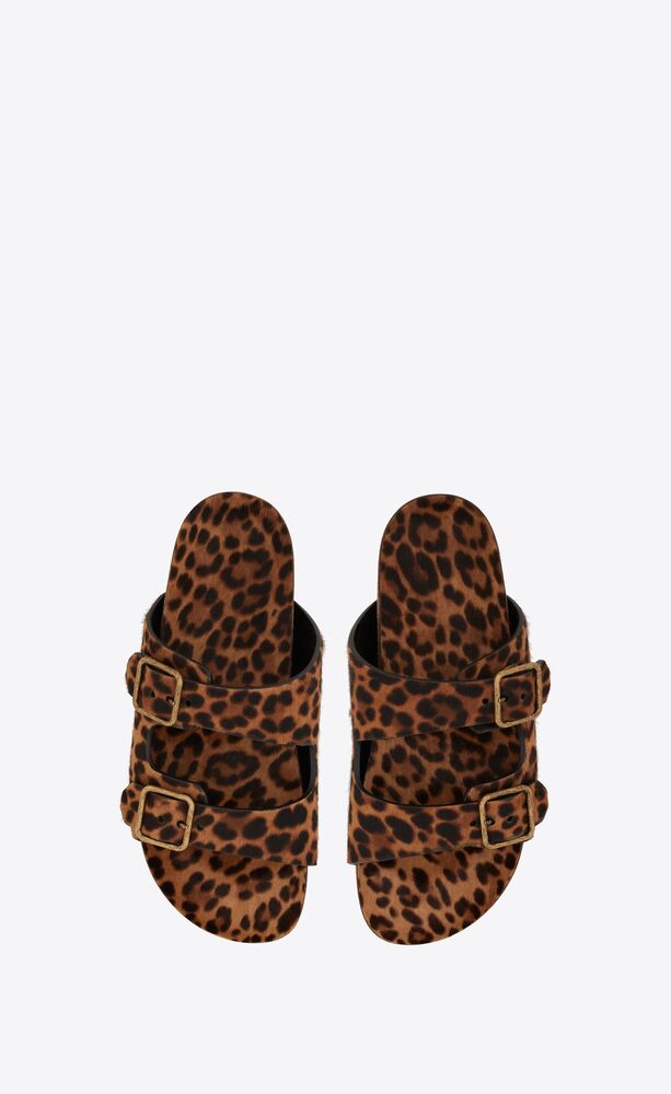 jimmy flat sandals in leopard-print pony-effect leather