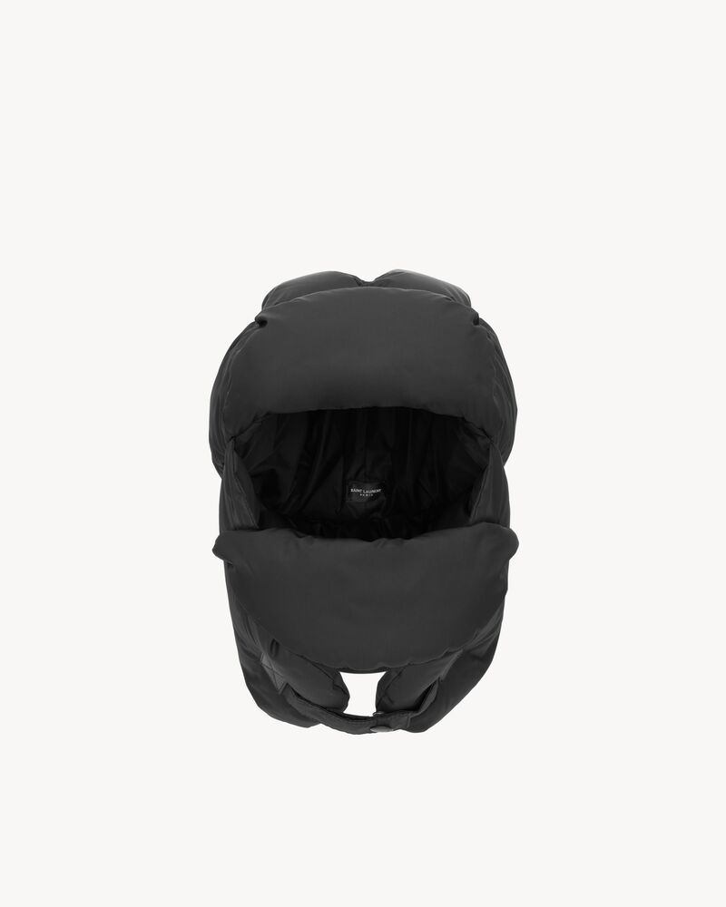 TRAPPER HAT IN NYLON, WOOL, CASHMERE, AND LEATHER