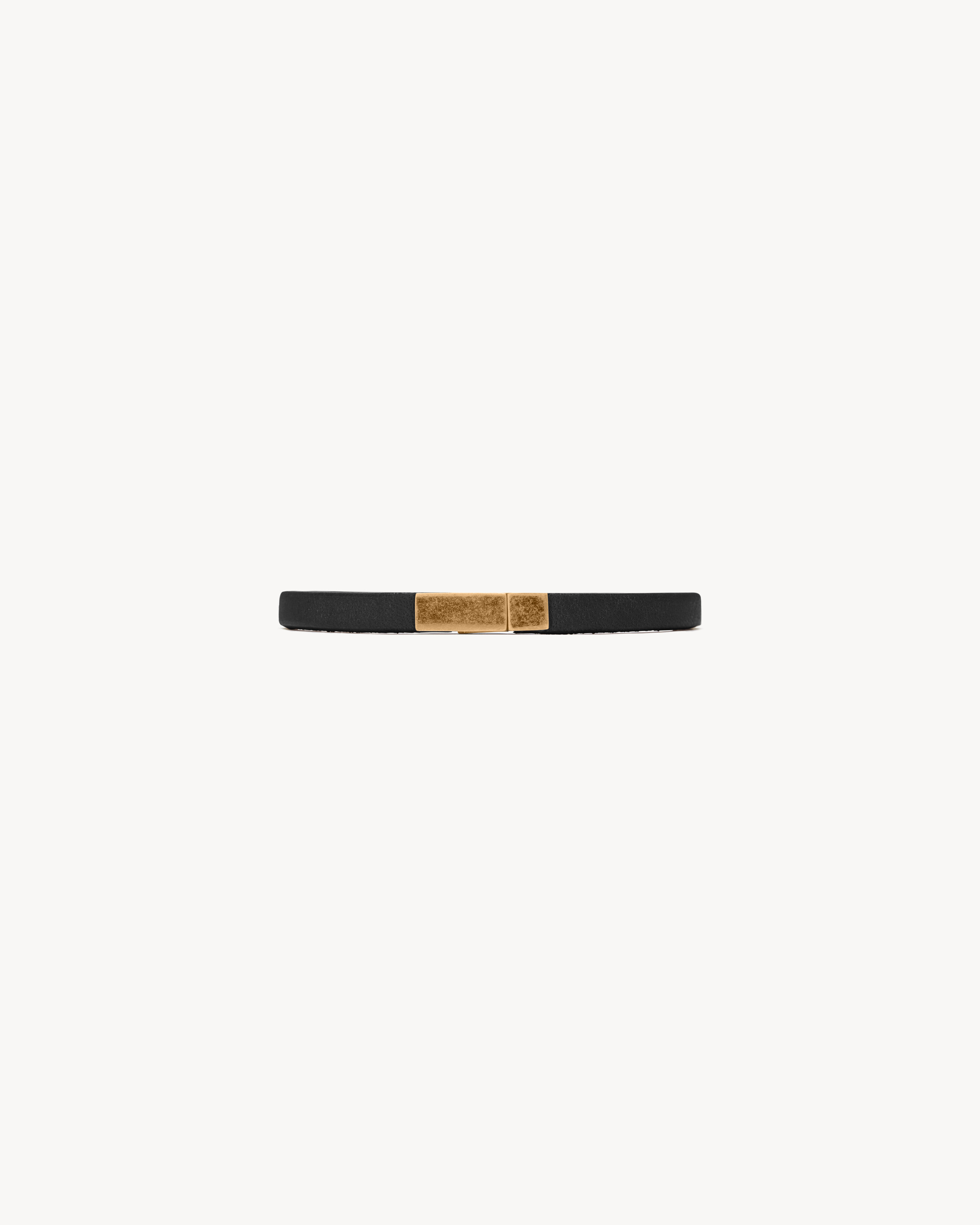 Pulsera placa ID Saint Laurent de piel lisa y metal