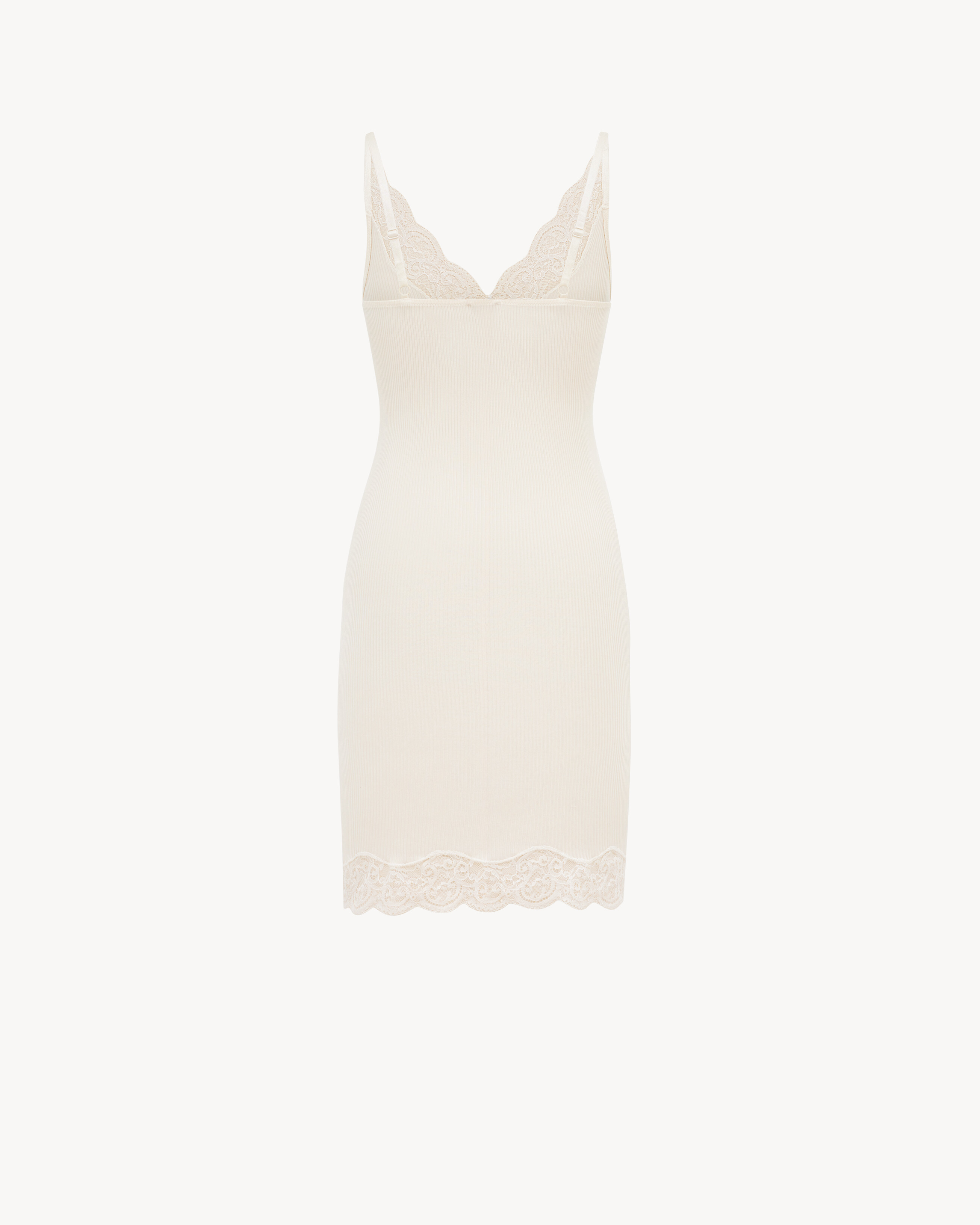 Laced Slip Dress in Ribbed Silk Jersey