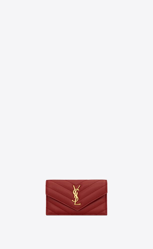 Saint Laurent Cassandre Matelasse Card Case - Red/Gold