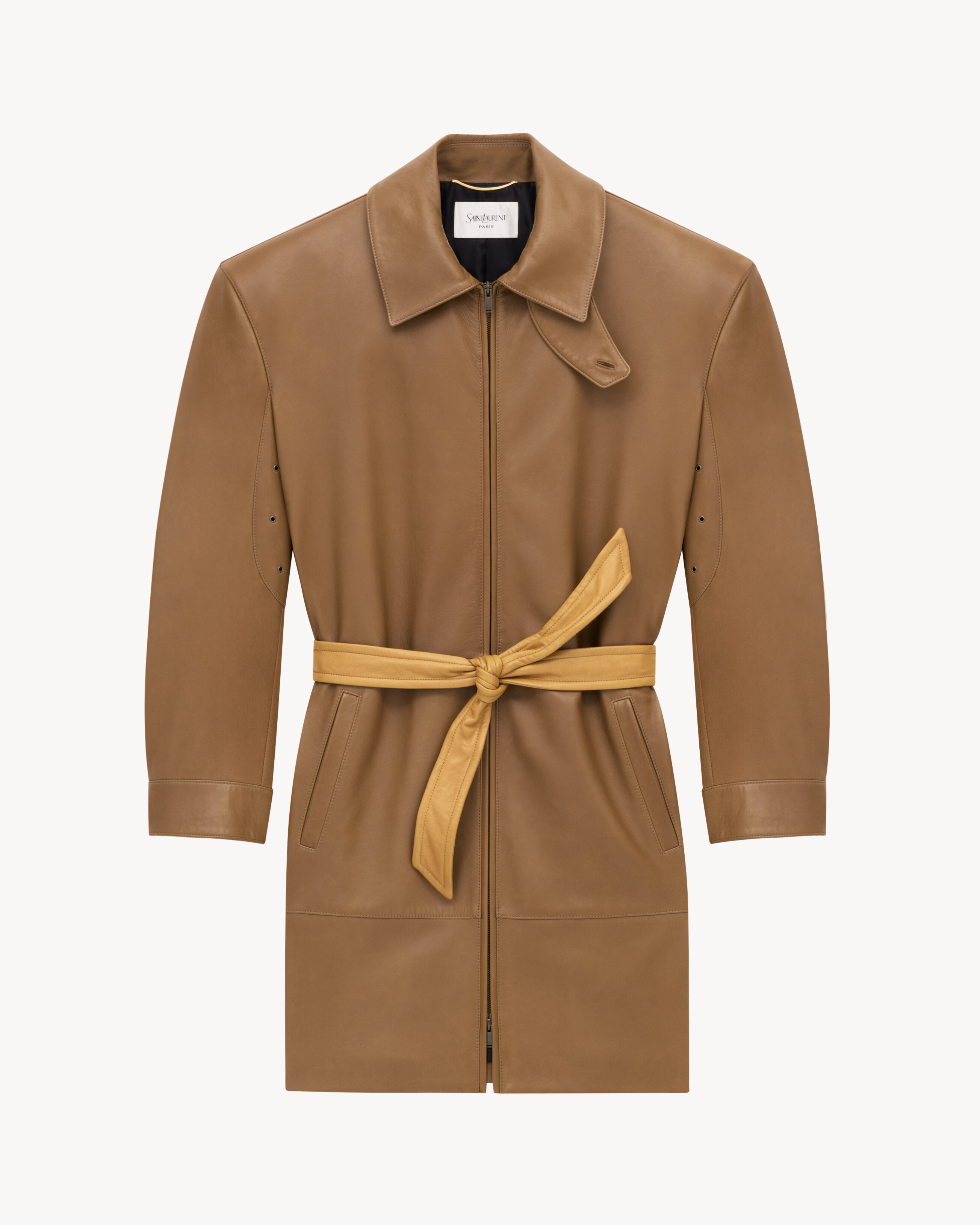 belted jacket in lambskin