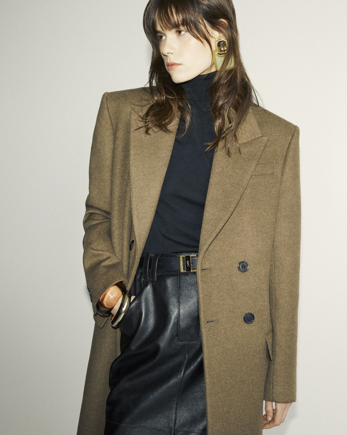 long coat in cashmere and wool felt