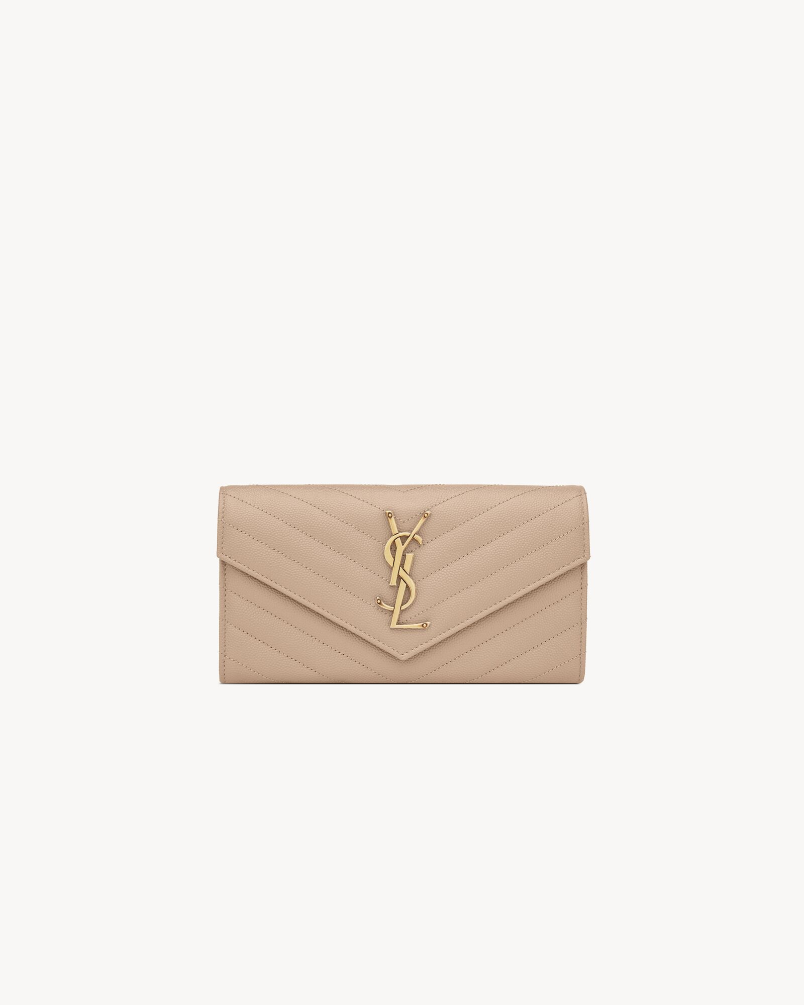 CASSANDRE MATELASSÉ LARGE FLAP WALLET IN GRAIN DE POUDRE LEATHER — 372264BOW012721