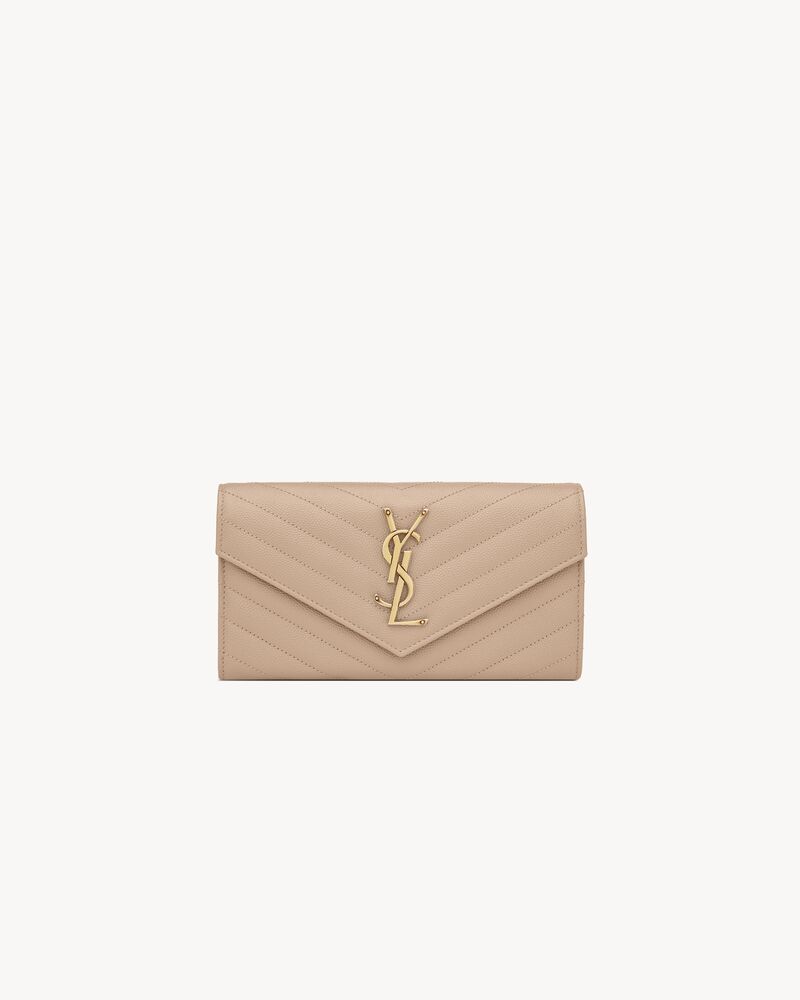 CASSANDRE MATELASSÉ LARGE FLAP WALLET IN GRAIN DE POUDRE LEATHER