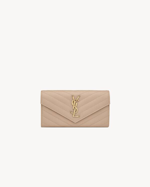 CASSANDRE MATELASSÉ LARGE FLAP WALLET IN GRAIN DE POUDRE LEATHER