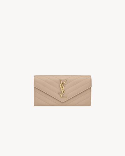 cassandre matelassé large flap wallet in grain de poudre embossed leather