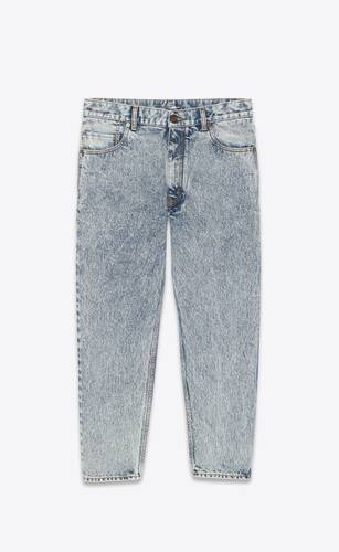 baggy cropped jeans in heavy marble blue denim