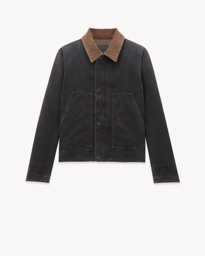 work jacket in cotton canvas and corduroy