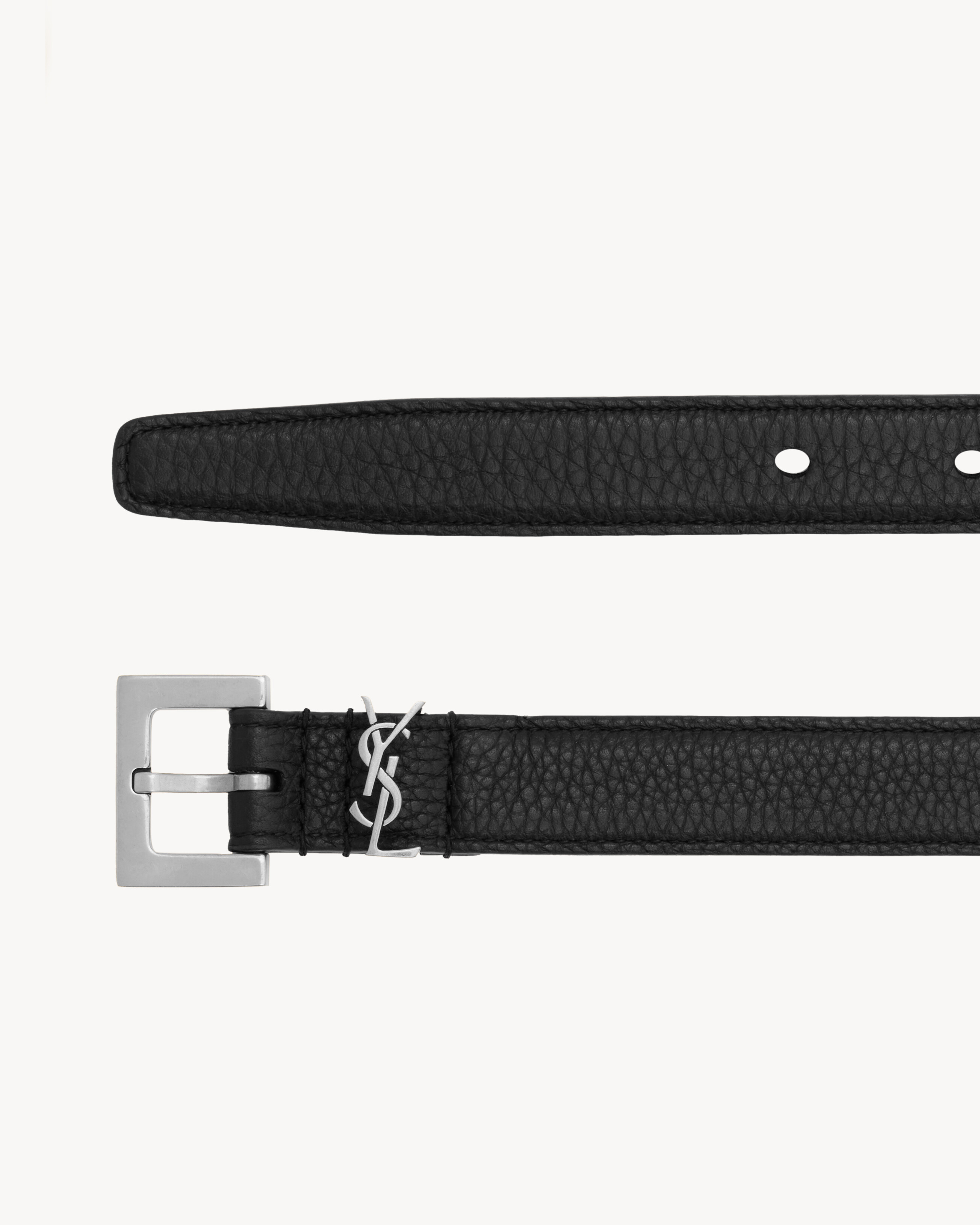 Cassandre thin belt WITH SQUARE BUCKLE IN GRAINED LEATHER