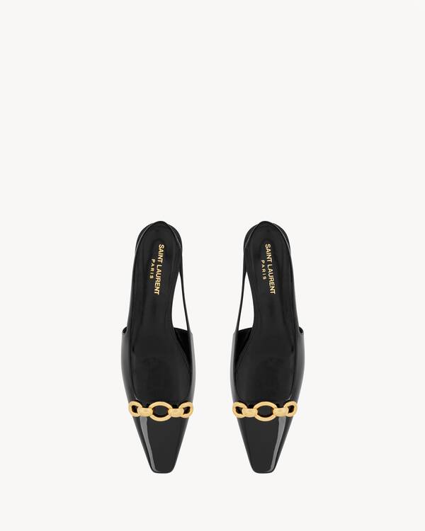 Blade slingback flats in patent leather