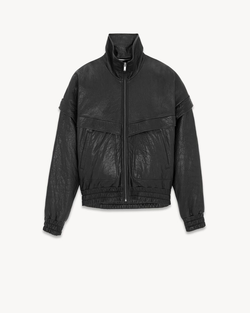 Blouson Saint Laurent en cuir d’agneau grainé