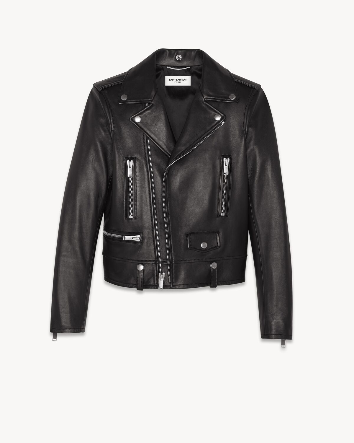 VESTE BIKER en cuir d'agneau plongé