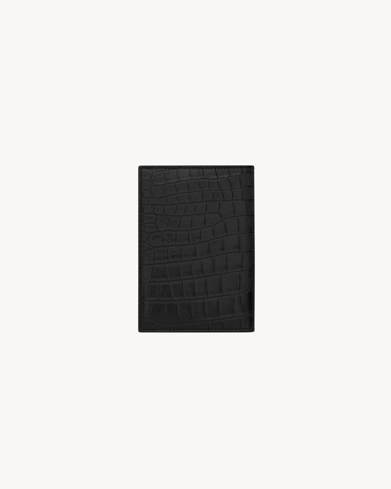 TINY CASSANDRE PASSPORT CASE IN CROCODILE-EMBOSSED LEATHER