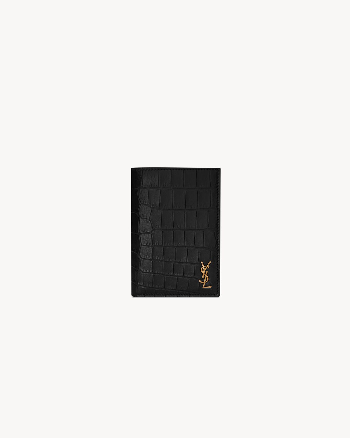 TINY CASSANDRE credit card wallet in CROCODILE-EMBOSSED matte leather