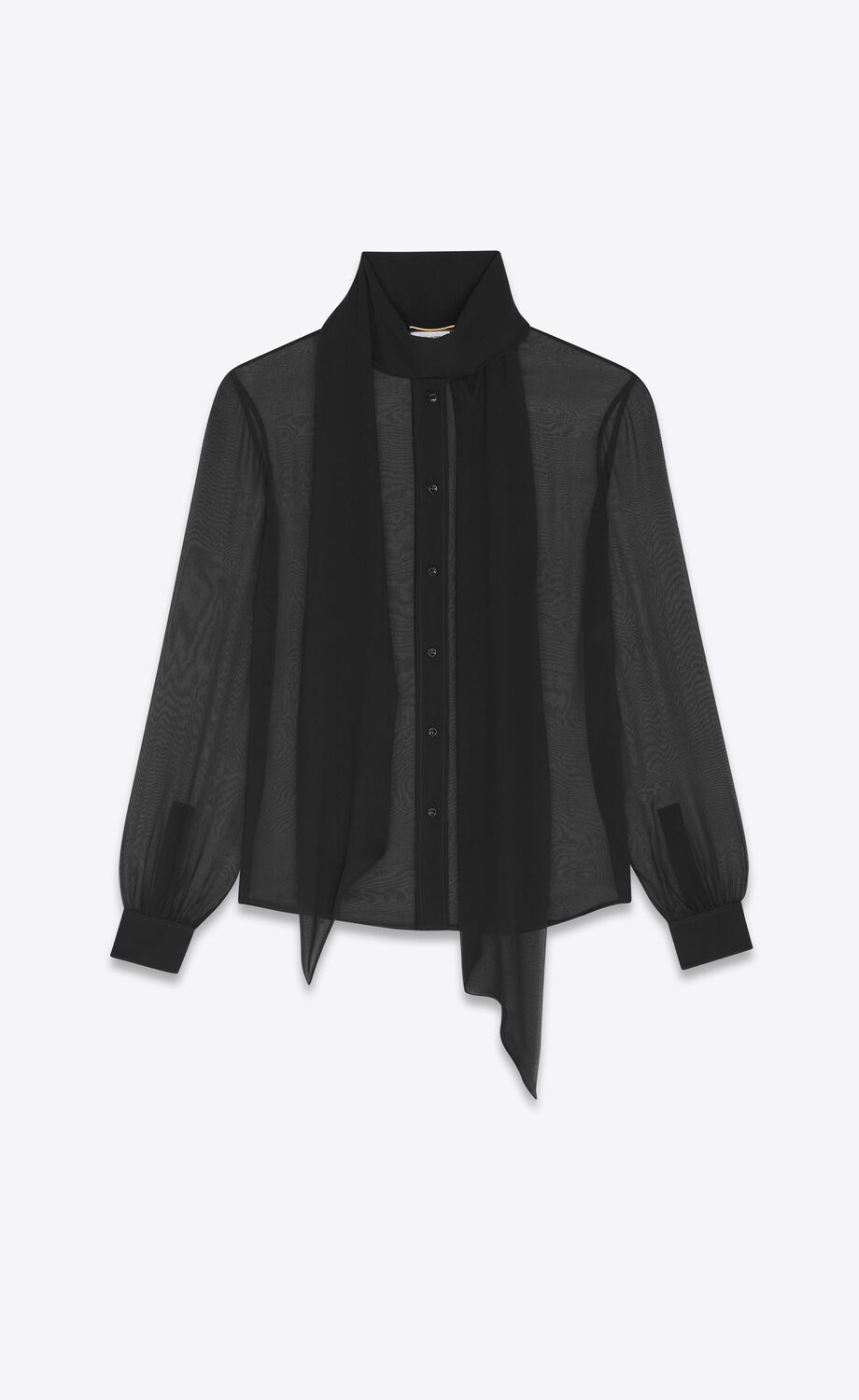 Lavallière-neck blouse in crepe muslin | Saint Laurent | YSL.com