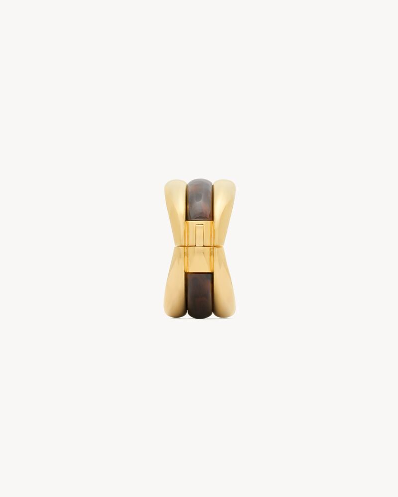 TORTOISESHELL STACKED CUFF IN RESIN AND METAL
