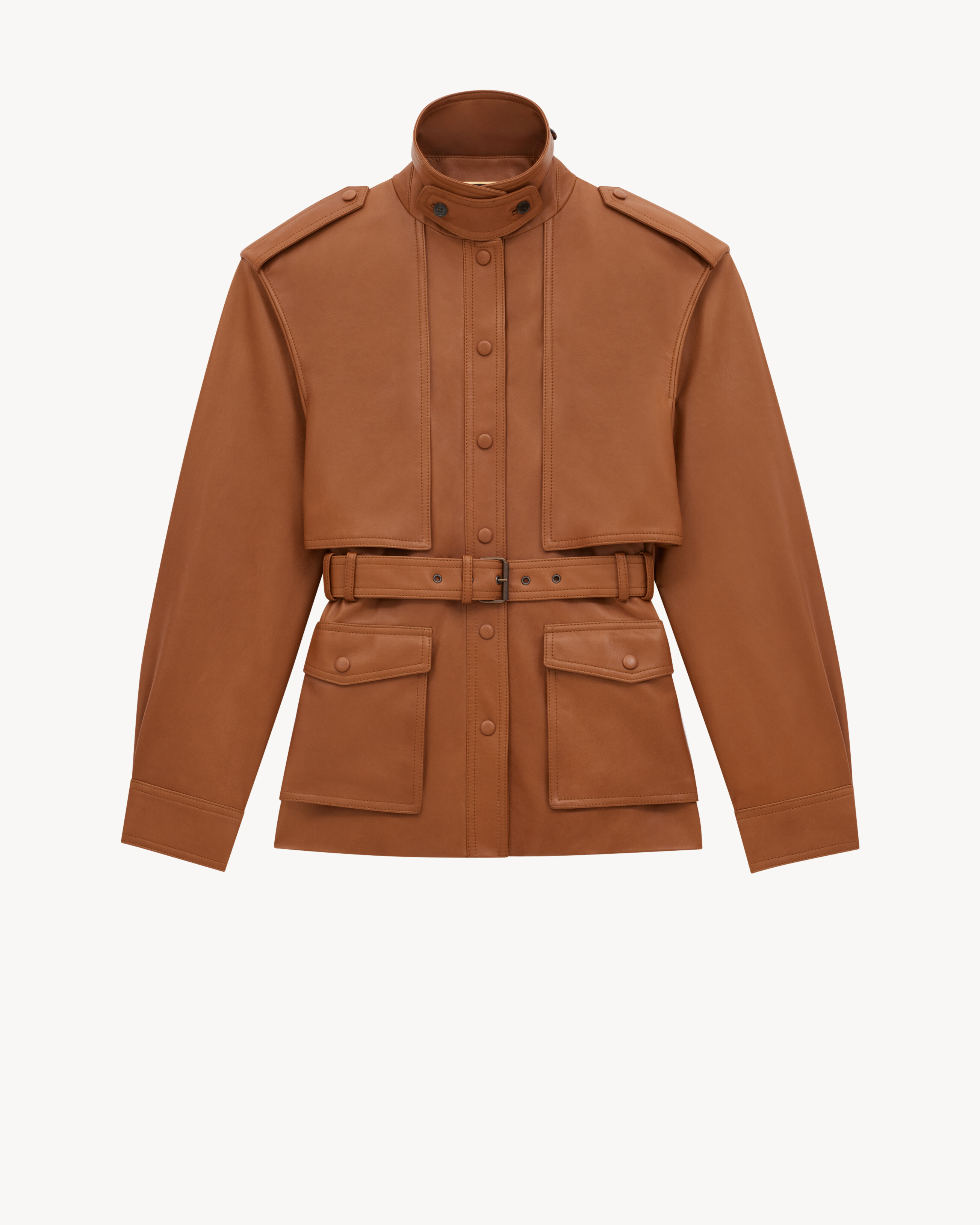 SAHARIENNE jacket in lambskin in Brown Saint Laurent YSL EN-US