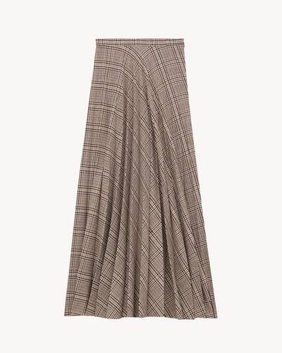 pleated maxi skirt in prince of wales check