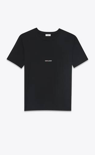 블랙 면 저지 소재의 생 로랑 보이프렌드 피트 쇼트 슬리브 티셔츠