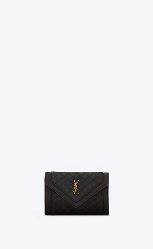 Yves Saint Laurent Gaby Small Envelope Quilted Leather Wallet