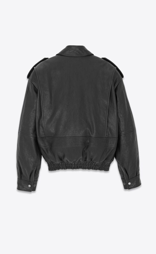 Saint Laurent Oversized Convertible Leather Jacket in Black