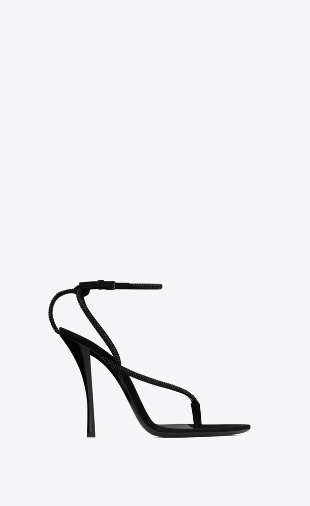 Nadja sandals in suede and rhinestones | Saint Laurent | YSL.com