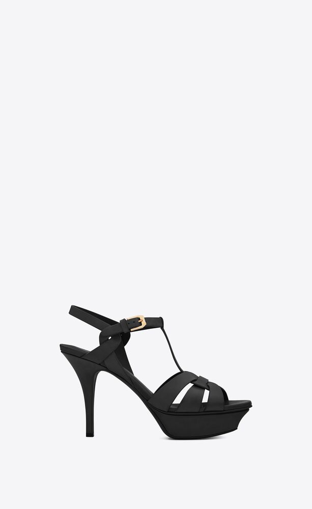 tribute platform sandals in smooth leather