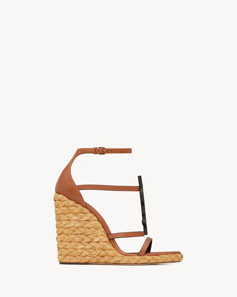 CASSANDRA WEDGE ESPADRILLES IN SMOOTH VEGETABLE-TANNED LEATHER